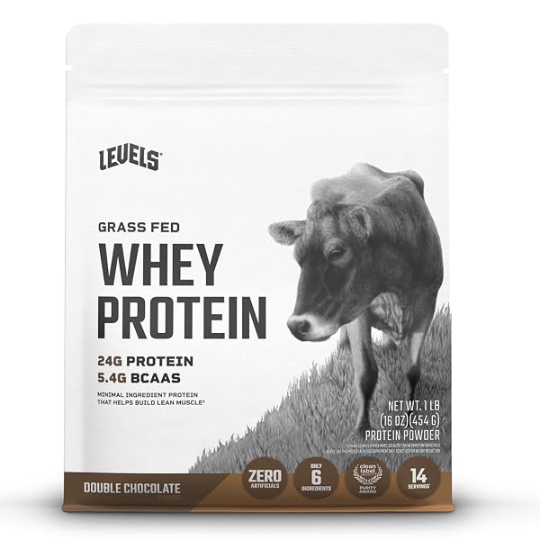 LEVELS GRASS FED WHEY PROTEIN POWDER, NO ARTIFICIALS, 24G OF PROTEIN, DOUBLE CHOCOLATE, 1LB