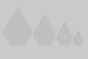 LASERTHING Jewel Quilting Template Set, 4", 3", 2", 1" with 1/4" Seam Allowance