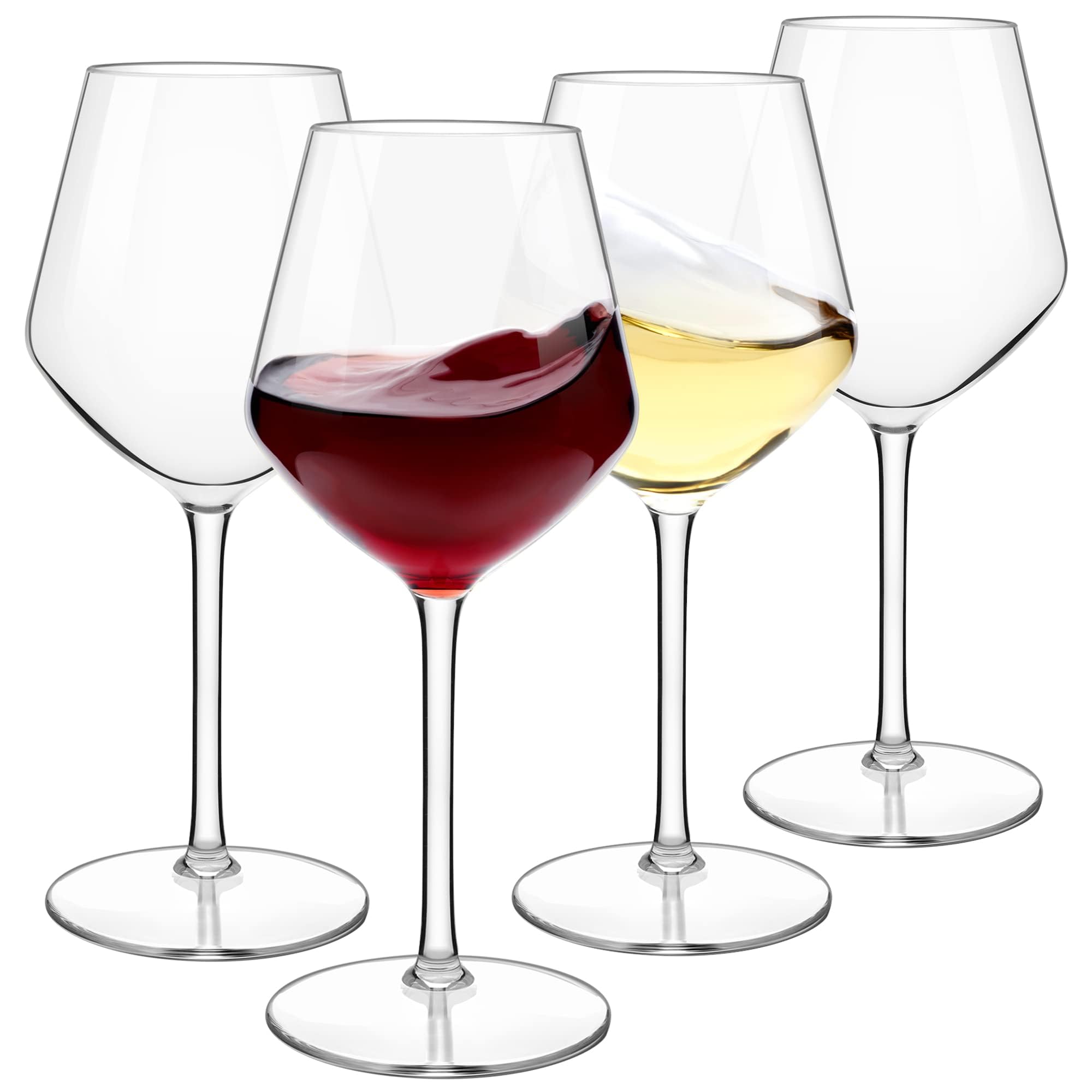 COOKY.D Tritan-Plastic Wine Glasses Unbreakable Long Stem Red White Drinkware Sets Unique Gift for Wedding Perfect for Garden Bpa Free Dishwasher Safe Large 550 ML/19.3 OZ, Set of 4