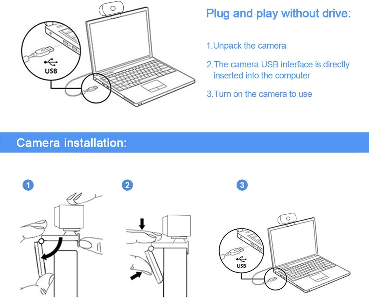 1080p USB Webcam with Built-in Microphone,Widescreen Live Streaming Video Calling for Zoom,Skype,with Tripod and Privacy Cover: Electronics
