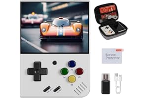 GAMELO Miyoo Mini Plus, Retro Gaming Console with 64G Memory Card, 3.5-inch IPS Screen, 3000mAH Long Endurance Battery，with Storage Case, Support 10000+ Games (White 64G)