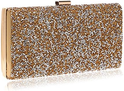 Rhinestone Evening Clutch, Women's Fashion Clutch Purses Wedding Party Prom Handbag (Gold)