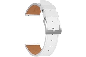 JWNSPA Top Grain Leather Watch Band - Quick Release Brushed Buckle Replacement Strap for Men - Choice of Width -18mm 19mm 20mm 21mm 22mm 23mm 24mm