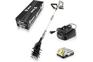 Cordless Electric Garden Tiller: DEKOPRO Power Cultivator for Effortless Soil Cultivation in Flower Beds, Vegetable Gardens, 
