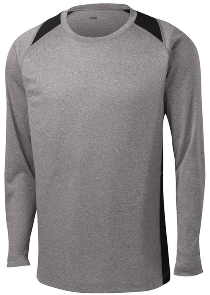 DRIEQUIP Long Sleeve Moisture Wicking Athletic ShirtHeather/Black