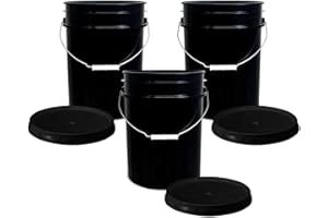 ePackageSupply 5 Gallon Black Bucket Pail Container with Airtight Lid I Food Grade Bucket | BPA-Free I Heavy Duty & Durable | 90 Mil Thick Premium HPDE Plastic | 3 Count |Made in USA