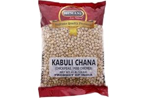 HEMANI White Dry Chickpeas Garbanzo Beans - 4LB (1.8KG) - Kabuli Chana - Vegan, High Protein, High Fiber, Non GMO