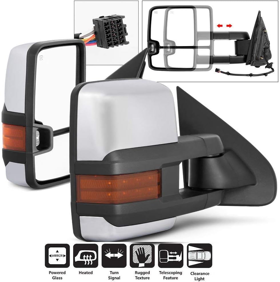 Manual Folding Heated Mirrors Power Heated Tow Mirrors With LED Dynamic Signal For 2014-2018 Chevy Silverado & GMC Sierra - Pair 2007 Chevy Silverado 2500 HD Tow Mirrors - Foto 14