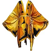 Plus Size Summer Cover up Cardigan Fashion Sexy African Holiday Party Long Sleeve Silk Feeling Robe Kimono Kaftan