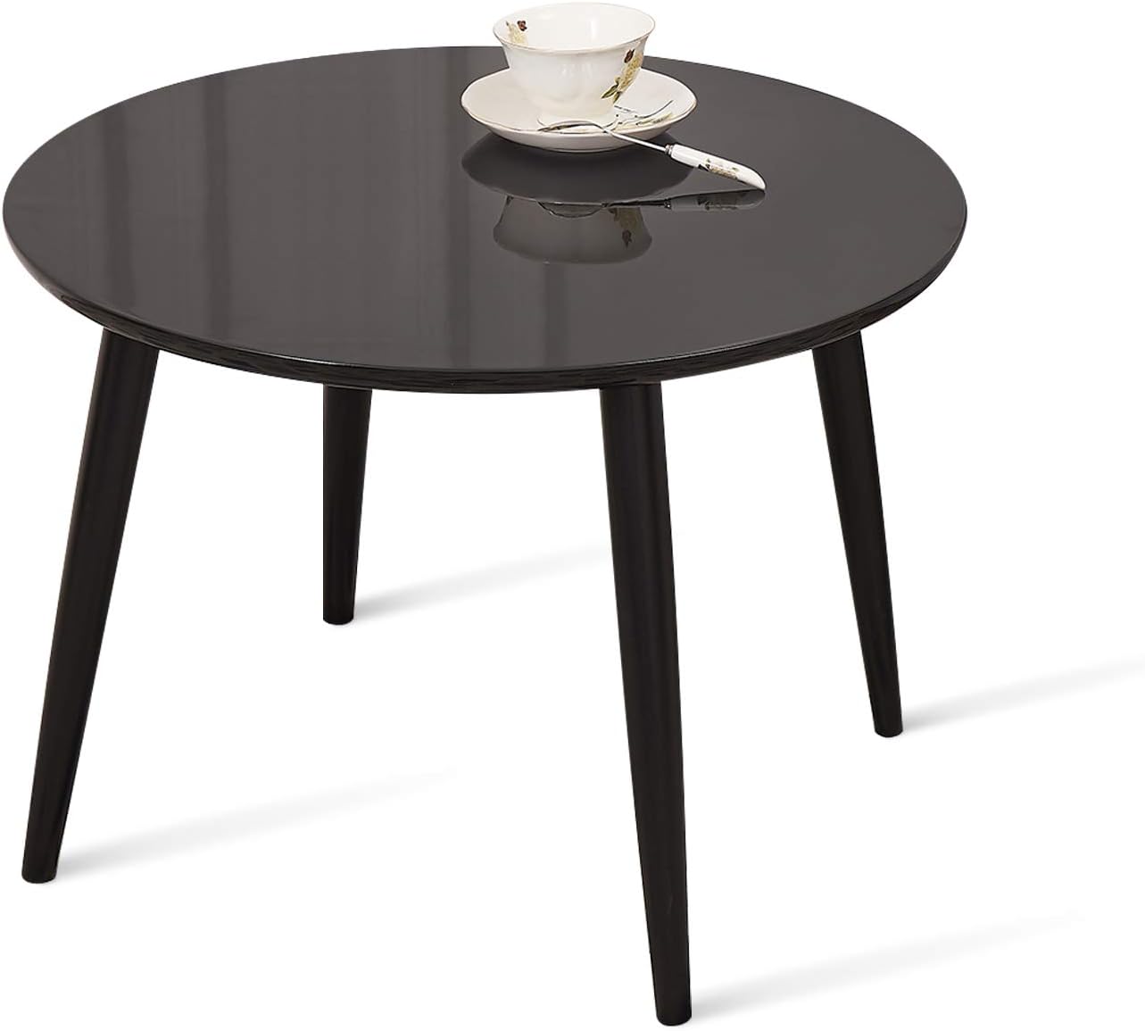 TaoHFE Coffee Table, Round Coffee Table Black for Living Room: Kitchen & Dining