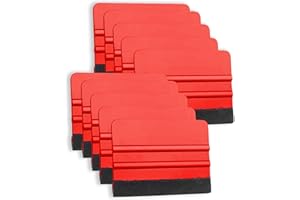 Jsorum Plastic Felt Edge Squeegee, Felt Squeegee for Vinyl, 4 Inch Vinyl Wrap Squeegee Applicator Tool for Car Vinyl Wrap, Window Tint, Wallpaper, Decal Sticker Installation, Pack of 10 (Red)