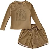 AG AGUU Toddler Baby Boy Swimsuit 2Pcs Long Sleeve Bathing Suit Set Rash Guard Swimwear Set Funny Graphic Trunks with Shirt