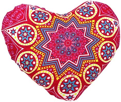Colored Indian Elephant Mandala Floor Pillows Love Shape Bohemian Printed Cushion Pillows Cover Case Cushion For Sleeping (F, 11.8✕9.8 inch)