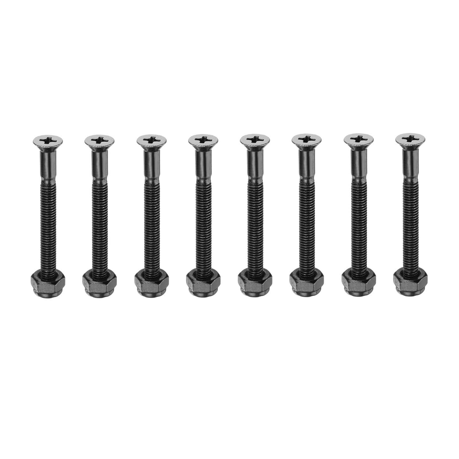 PATIKIL Skateboard Hardware Kit 1-1/2", 8pcs Carbon Steel Grade 8.8 Mounting Screws Bolts Nuts Set for Skateboard Cruiser, Black