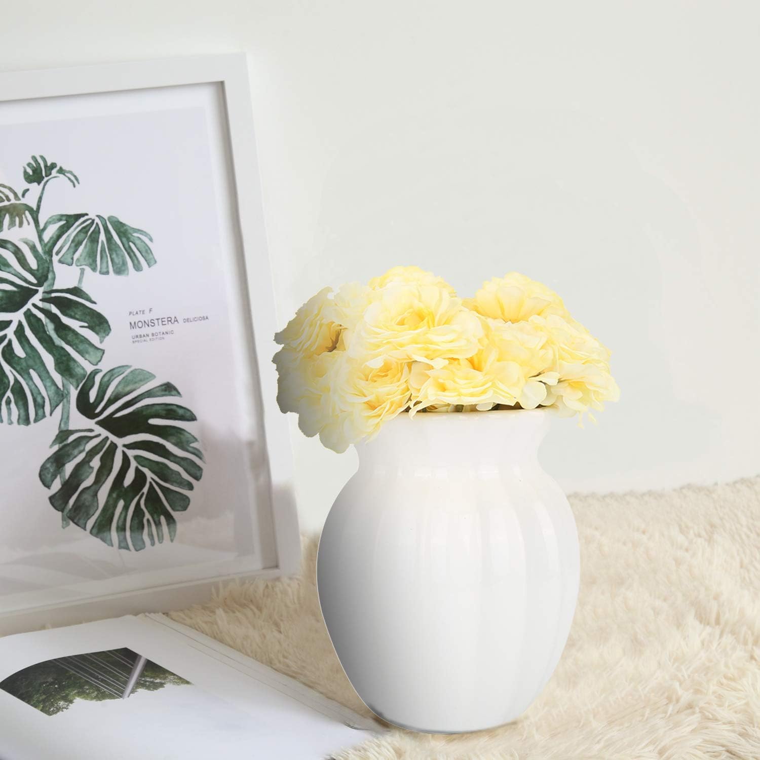 Yellow Fake Azalea Flower Heads 25pcs Faux Flowers Bulk Silk Flowers with Stems DIY Wreath Bouquet Wedding Party Home Trellis Decoration