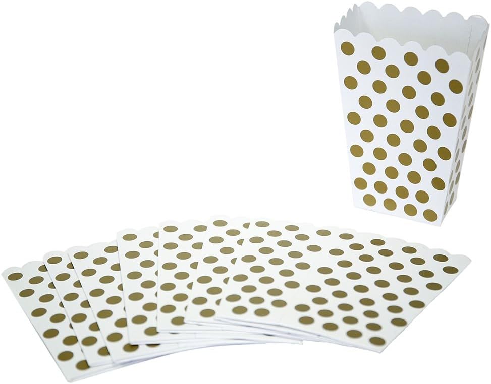 Gold Dots Paper Treat Boxes (14cm Tall) Pack of 8 - Elegant Party Favor Containers for Sweets & Gifts, 8 count (Pack of 1) - Image 4