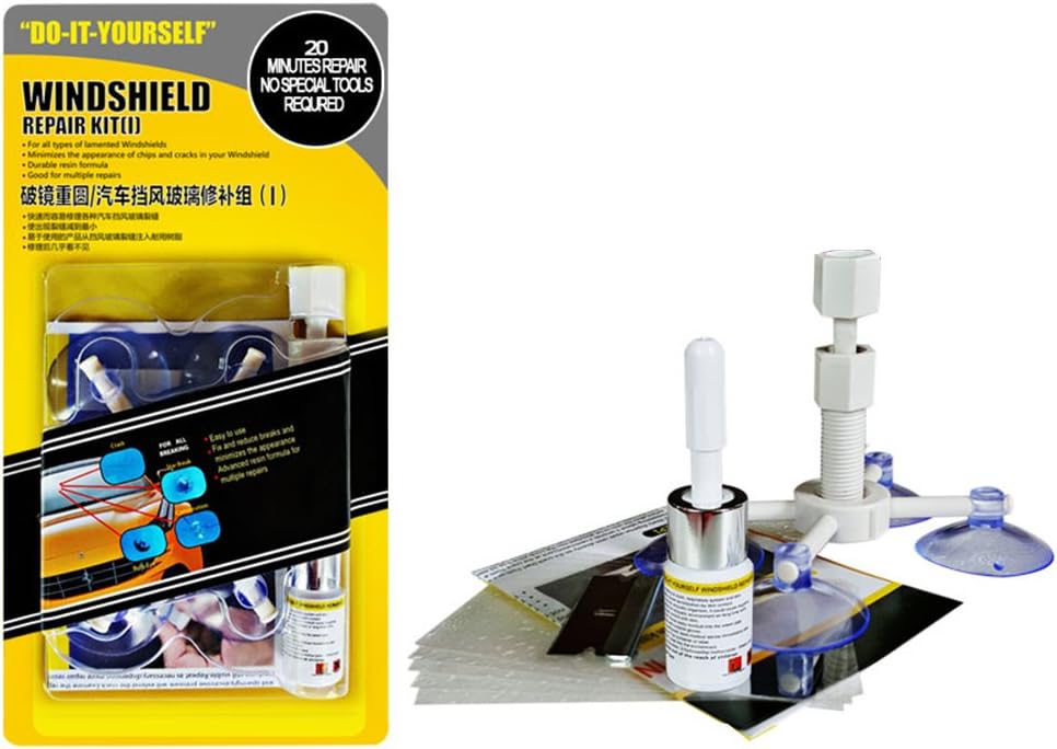belupai Windshield Repair Kit DIY Car Windshield Windscreen Chip Repair DIY Kit - Quick Remove Chips and Cracks, Bulls-Eye, Spider Web, Star-Shaped, Half-Moon Crescents From Car Windshield