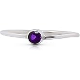 Koral Jewelry Round Amethyst Delicate Ring 925 Sterling Silver Vintage Boho Chic (8)