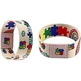 Volare 2Pcs Adult Autism Awareness Wristband Bracelet for Women Men Colorful Wrist Band Bracelet Elastic Adjustable Autism Awareness Bracelet Jewelry for Women Men