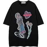 Evepaster Mens Oversize Cartoon Print T Shirt Women Vintage Graphic Tees Crew Neck Short Sleeve Summer Casual Unisex Tops