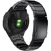 Abanen Titanium Quick Fit 22mm Watch Band for Garmin Fenix 8 / epix Pro/Tactix 8 (47mm), Lightweight Metal Wrist Strap with Stainless Steel Buckle for Fenix 7/6/5,Descent G2