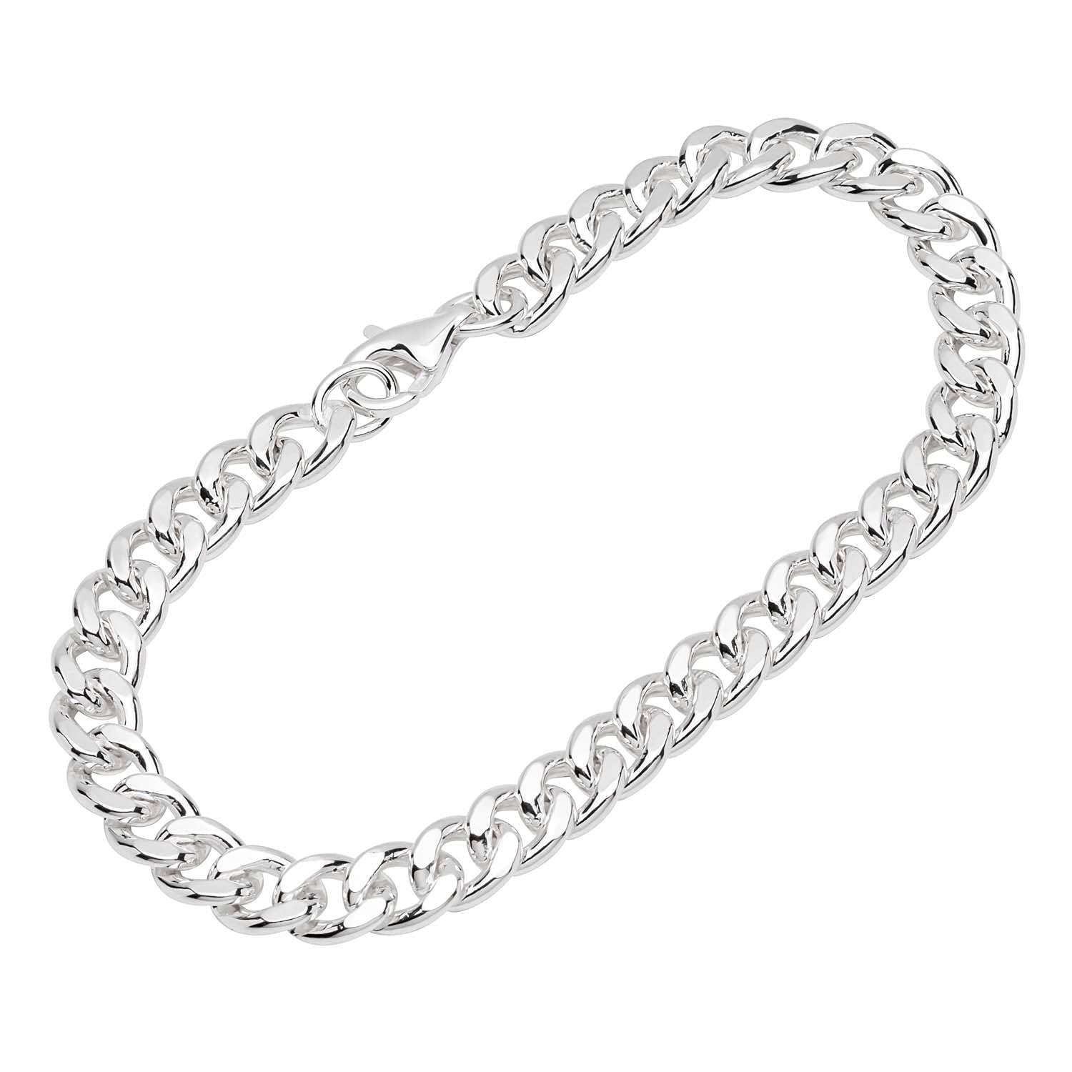 NKlaus bracelet 925 Sterling Silver 22cm curb chain flat polished men's bangle 12273