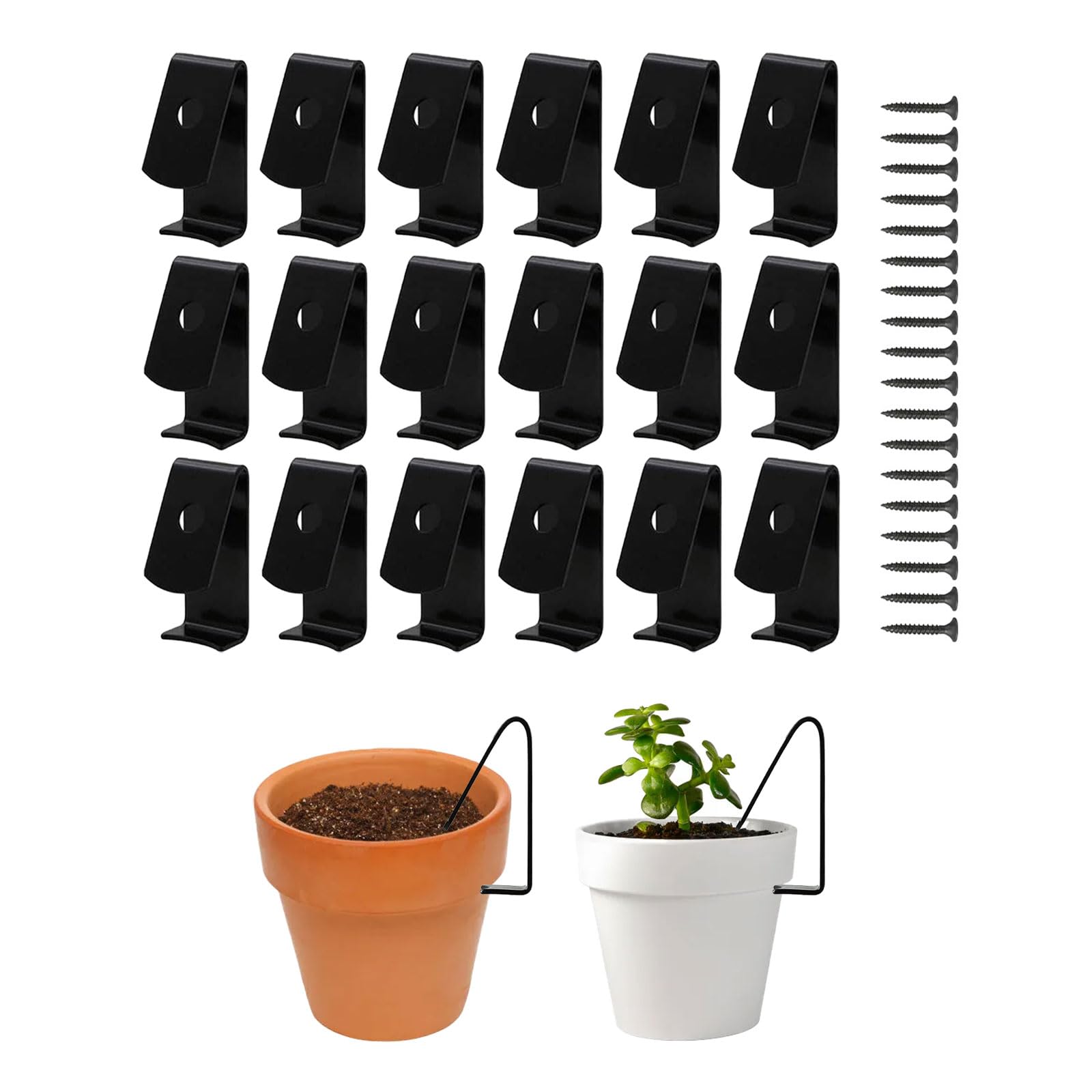Toothbace Clay Pots Hangers, Pack of 18 Heavy Duty Terracotta Flower Pot Clips, Pot Clips, Metal Plant Hangers, for 5 Inch to 8 Inch Standard Terra Cotta Clay Flower Pot