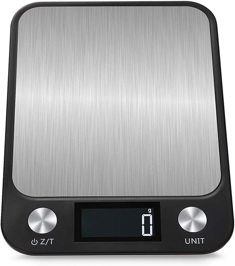 Kitchen Scale Multifunction Digital Food Scale, 22 lb 10 kg Capacity, Ultra Slim Stainless Steel with Large LCD Display Tare Function（Black）