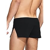 Mens 3" Large Split Side Lounge Shorts Cotton for Sleeping Home Workout Gym Bodybuilding