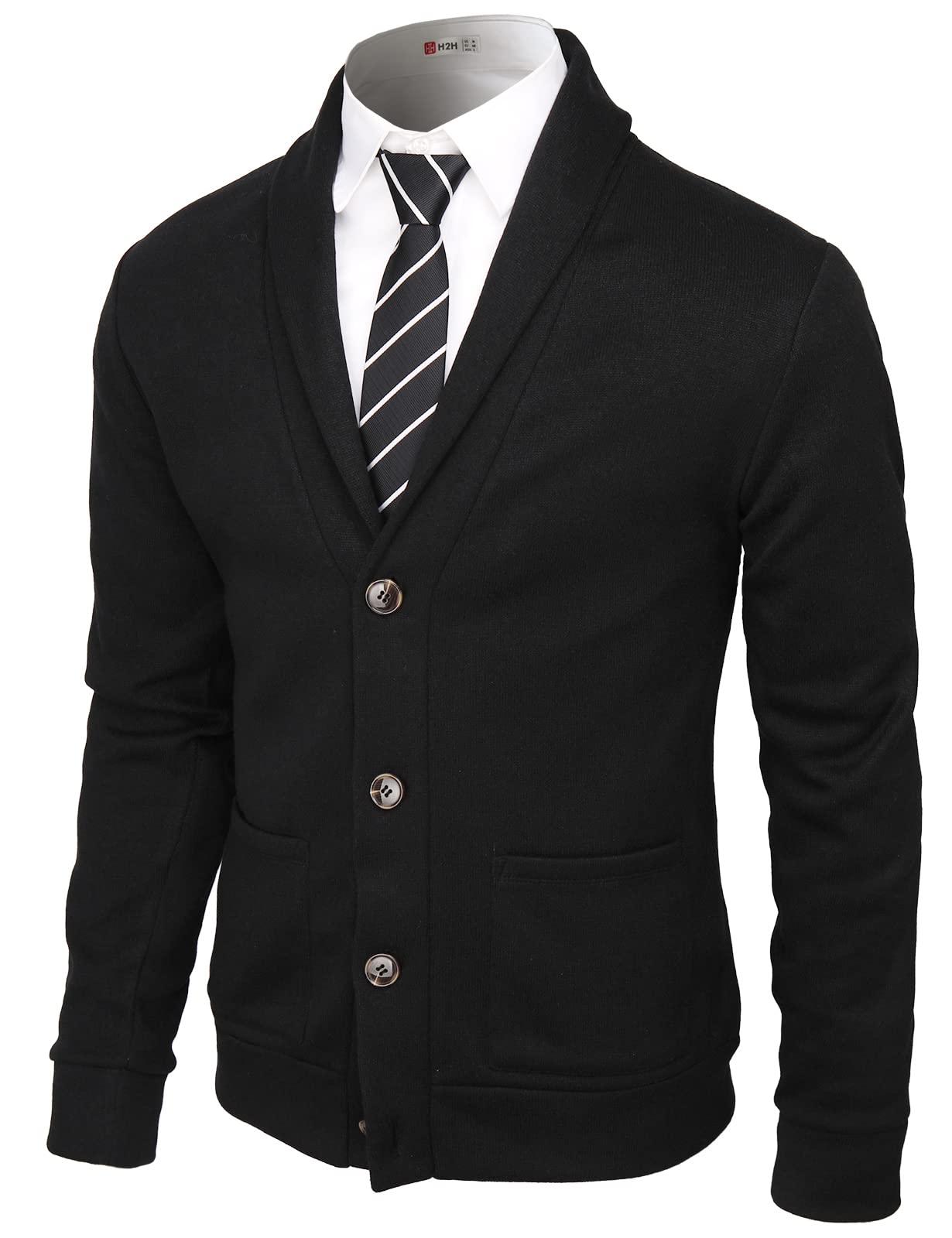H2H Mens Casual Slim Fit Soft Acrylic Solid