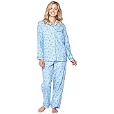 Casual Nights Women's Flannel Long Sleeve PJ's Button Down Sleepwear Pajama Set