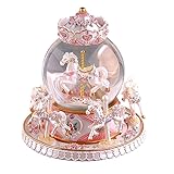 Autker Carousel Music Box Unicorn Snow Globe Horses