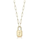 VACRONA Dainty Gold Lock Initial Necklace 18K Gold Plated Initial Padlock Layered Lock Necklace Personalized Monogram Old English Engraved Alphabet Symbol Custom Letter Necklace