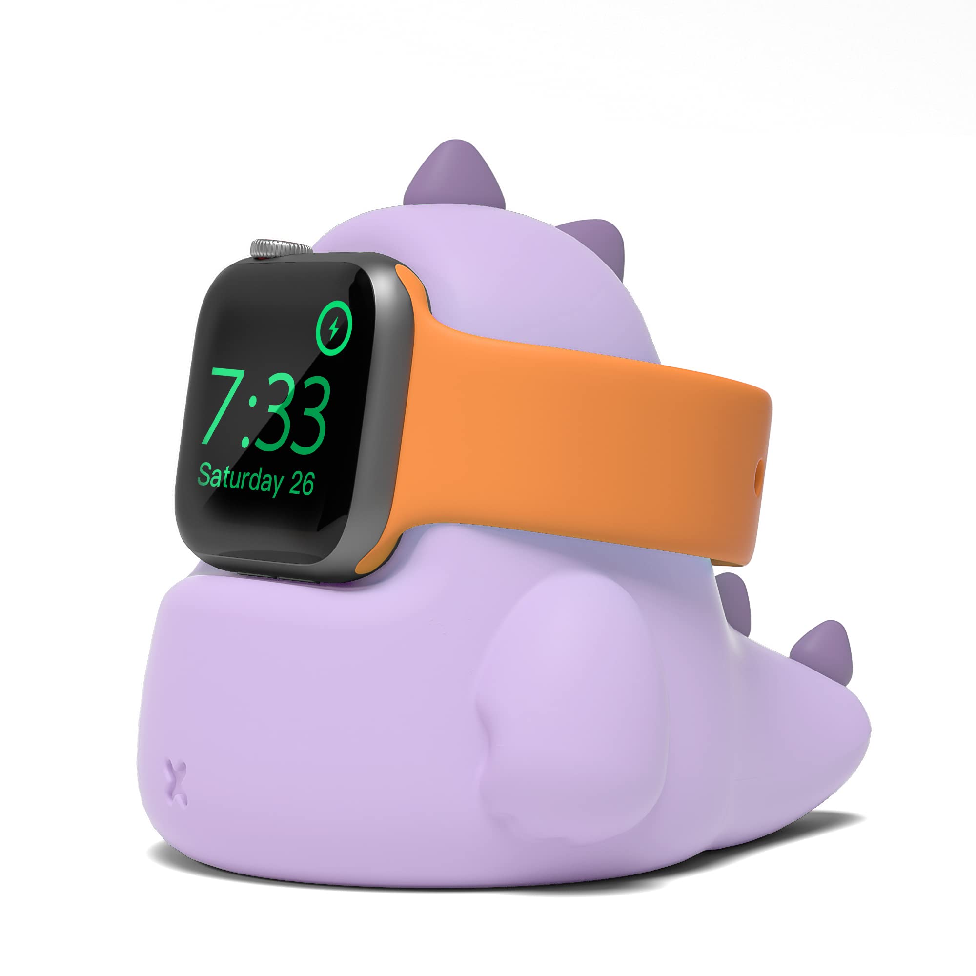 ELETIUO Charger Stand Compatible with Apple Watch Series Ultra/8/SE2/7/6/SE/5/4/3/2/1 (49mm,45mm, 44mm, 42mm, 41mm, 40mm, 38mm),Dinosaur iWatch Charging Dock,Supports Nightstand Mode,Purple