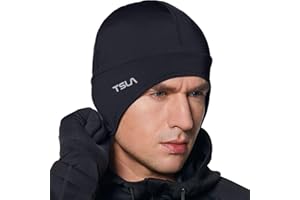 TSLA Men and Women Thermal Fleece Skull Cap, Winter Ski Cycling Under Helmet Liner, Running Beanie Hat
