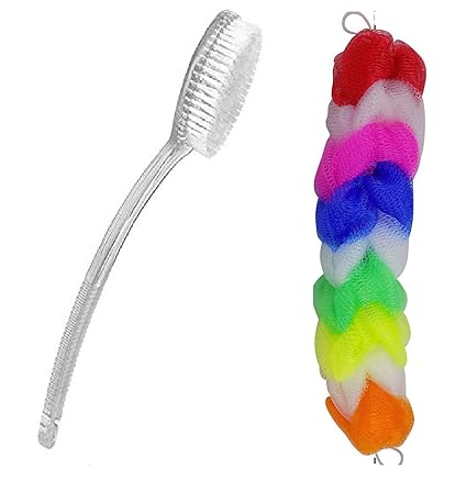 Raaya Long Handle Loofah Bath Brush for Body Back Scrub With Bathing Loofah 25 Gram, Pack of 1