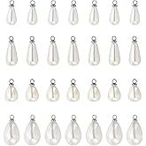 PATIKIL 100 Pcs Pearl Charm, Pearl Beads Teardrop Faux Pearl Pendant Charm with Loop for Jewelry Making Bracelets Earrings