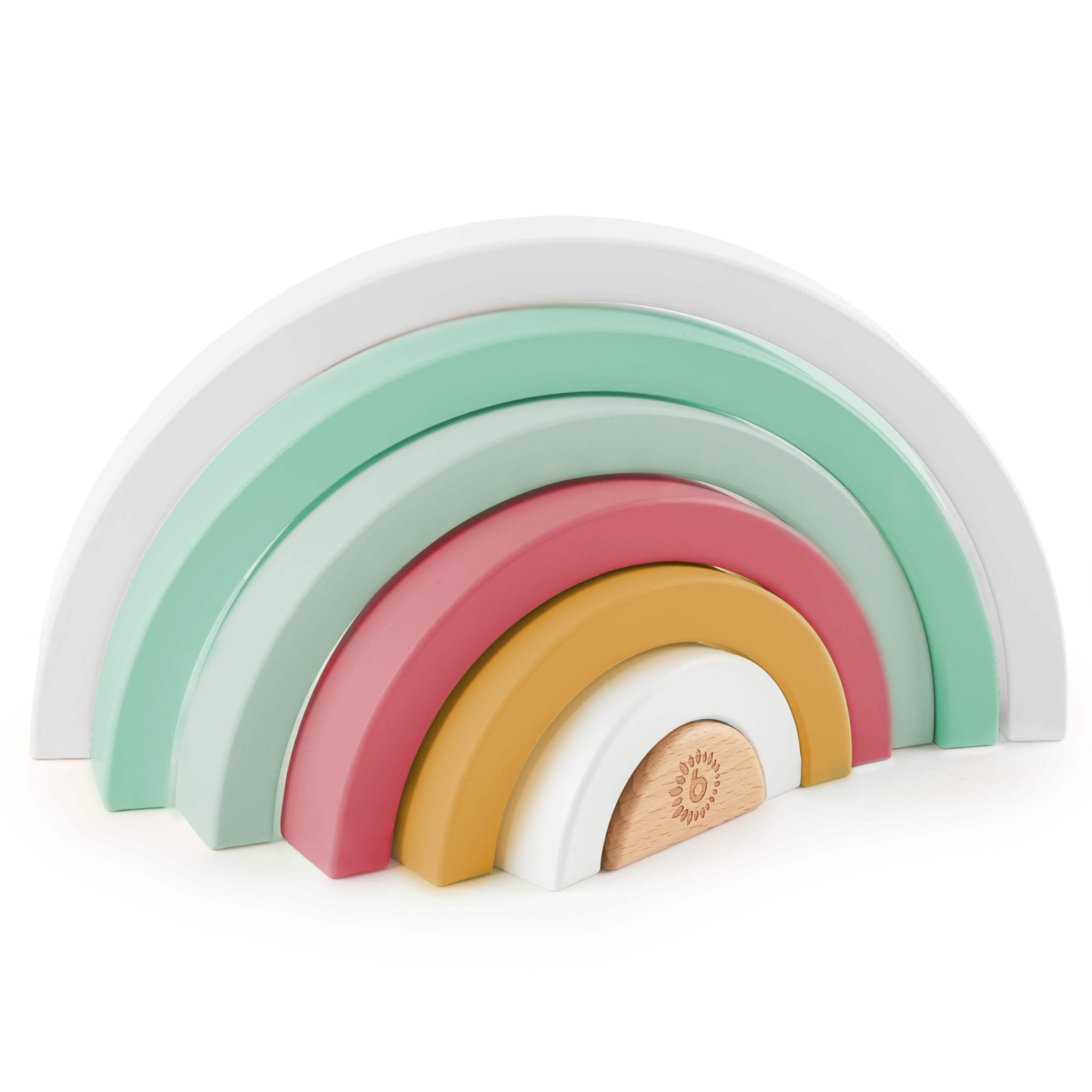 BIECO Rainbow Wood Berry | Baby Stacking Toy | Wooden Rainbow Stacker Montessori Decor Stacking Tower 1 Year Old + Wooden Kids Stones Baby Toy 1 Year Old