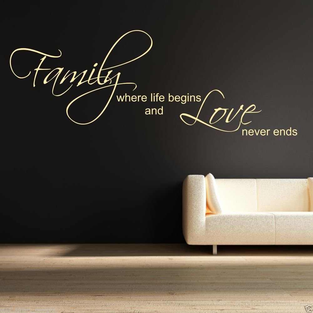 Family Love Life Begin Wall Art Sticker Quote Decal Mural Stencil Transfer Decor WSD418