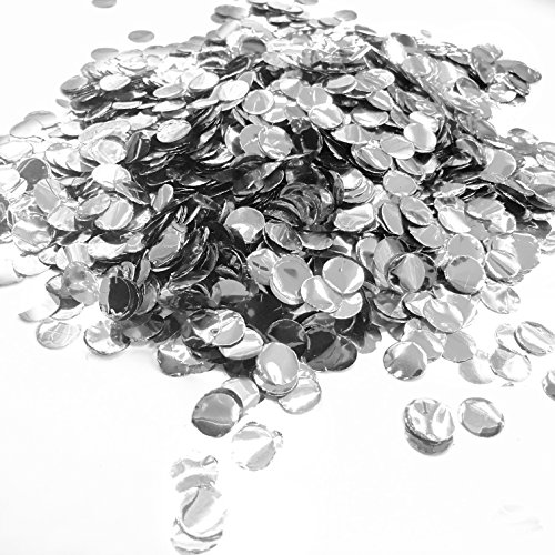 AWESON PARTY Sparkle Silver Metallic Foil Round Confetti Circle Dots Graduation Wedding Table Scatter Centerpieces Baby Shower Birthday Party Favors Decorations Celebrations, 50g
