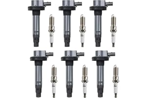 AUTOMOST 6 PCS UF553 Ignition Coils and Spark Plug Set for Ford Explorer F150 Flex Taurus 2010-2015 Edge 2010-2023 Mustang for Lincoln MKS MKT MKX MKZ for Mazda CX-9
