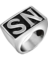 FANSING Jewelry 316L Stainless Steel "NS" Rings for Mens and Womens