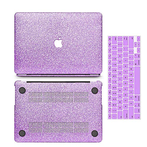 MacBook Air 13 inch Case,Anban Glitter Bling Smooth Protective Laptop Shell Slim Snap On Case with Keyboard Cover Compatible MacBook Air 13" (A1369 & A1466),Shining Purple