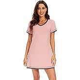 WiWi Bamboo Viscose Nightgowns for Women Soft Short Sleeve Sleep Nightgown Summer Lightweight Night Shirt S-XXL
