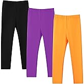HILEELANG Cotton Leggings, Soft Stretch Pull-On Pants for Kids, Basic Solid Color Leggings, Sizes 4–14 Years