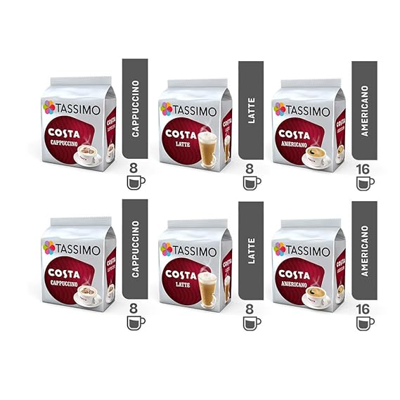 Tassimo Coffee Costa Bundle Costa Latte/Cappuccino/Americano pods
