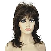Aimole Shaggy Layered Wig Shoulder Length Women's Wig with Hair Bangs Premium Synthetic Hair Wig for Women (8H14)