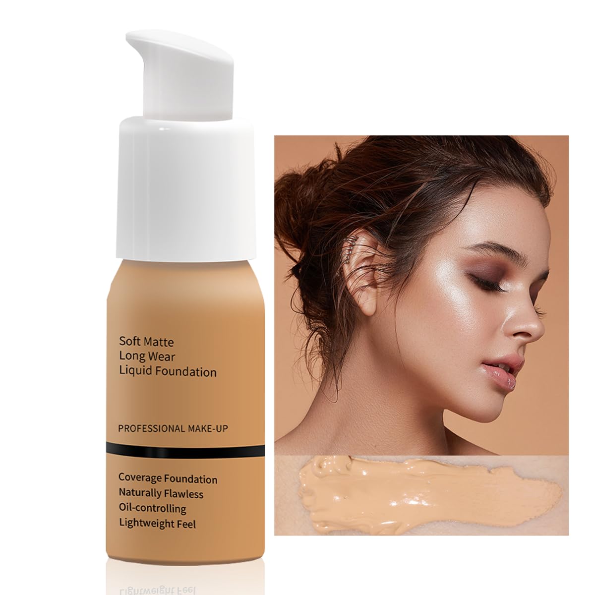 Face Foundation, Full Coverage Foundation, Liquid Foundation Soft Matte, Lightweight Feel Oil-Control Concealer, Waterproof, Sweat Long Lasting, and Transfer Resistant 30ml (03#)