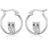 925 Sterling Silver Animal Nature Hoop Earrings for Women Teen Girls Small Unicorn/Owl Huggie Hoop Earrings Unicorn
