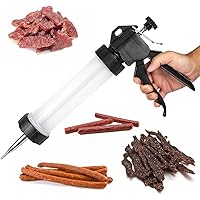 DricRoda Jerky Maker, Beef Jerky Gun Kit with Brush and 4 Stainless Steel Nozzles, Food Grade Plastic Barrel, 1.5 lbs…